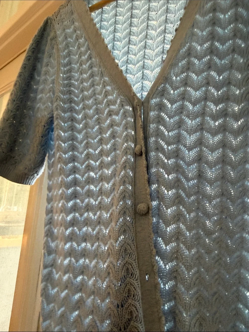 Wilfred Light Blue Openwork V-Neck Knit Cardigan - Picture 3 of 3